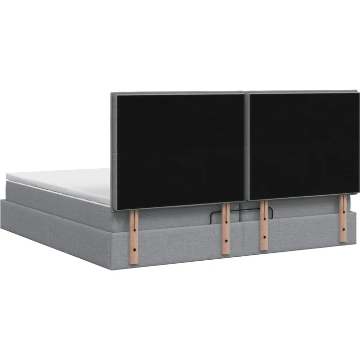 vidaXL Ottoman-Bett mit Matratze und LED Hellgrau 200 x 200 cm Stoff 3458014 – Bild 10