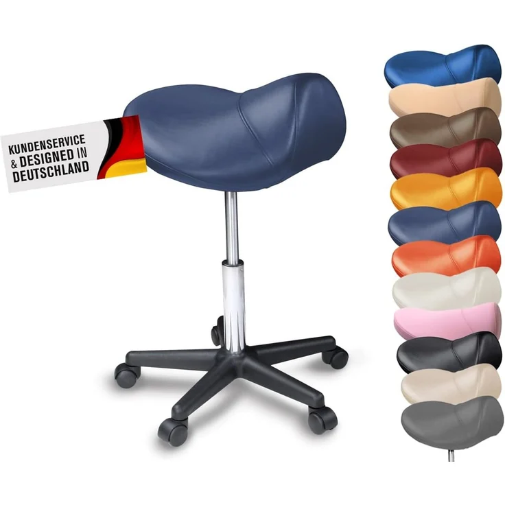 Duke-Handel Drehhocker Sattelhocker, Arbeitshocker, Rollhocker, Hocker, Sattelstuhl (1 St, in vielen Farben erhältlich), höhenverstellbar, ergonomisch, Rückenschonend