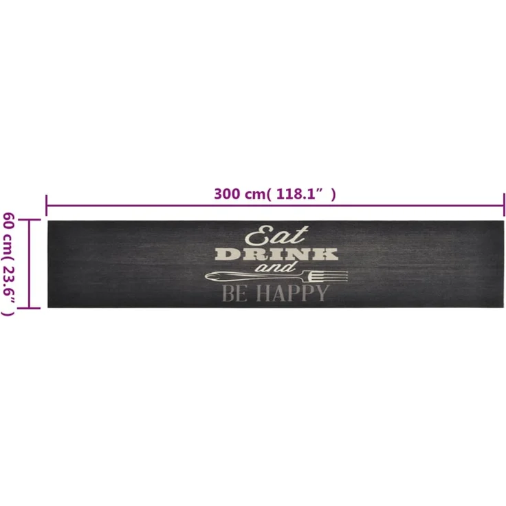 vidaXL Küchenteppich Waschbar Küche Schwarz 60x300 cm Samt 136560 – Bild 4