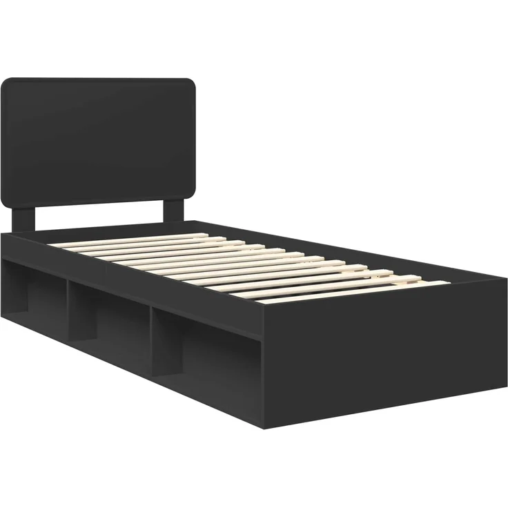 vidaXL Bettrahmen Schwarz 90 x 190 cm Massives Kiefernholz 3412543 – Bild 3