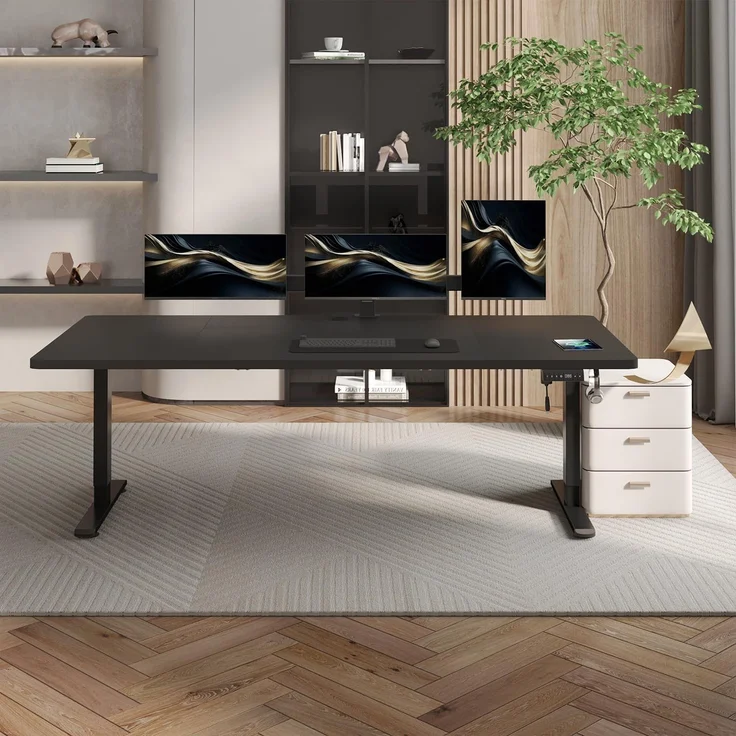 JUMMICO Schreibtisch höhenverstellbar mit 4 Memory-Funktionen, Schwarz, 180x80 cm – Bild 2