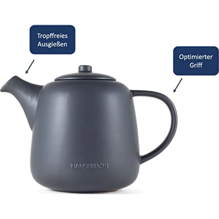Hanseküche Teekanne Teekanne (1L), 1.3 l, (Teekanne, 1-St, inkl. Edelstahlsieb), Hochwertiges Material, Edelstahlsieb, Ergonomischer Griff – Bild 4