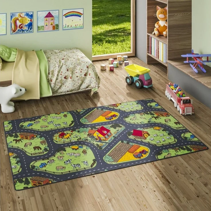 Snapstyle Kinderteppich Kinder Spiel Teppich Bauernhof, Rechteckig, Höhe: 4 mm – Bild 1
