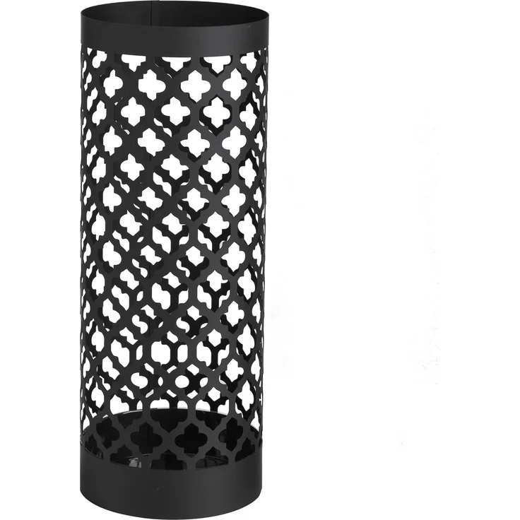 Baroni Home Schirmständer Modernes Design Regenschirmhalter aus Metall, klassisch, schwarz und mit 2 Haken und Behälter abnehmbar, 19 x 19 x 49 cm (Schwarz)