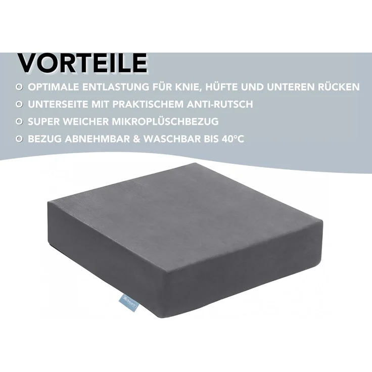 XDREAM Sitzkissen Sitzerhöhung, Aufstehkissen, Aufstehhilfe, formstabiles Kissen, softer Mikroplüschbezug, Anti-Rutsch-Unterseite – Bild 4