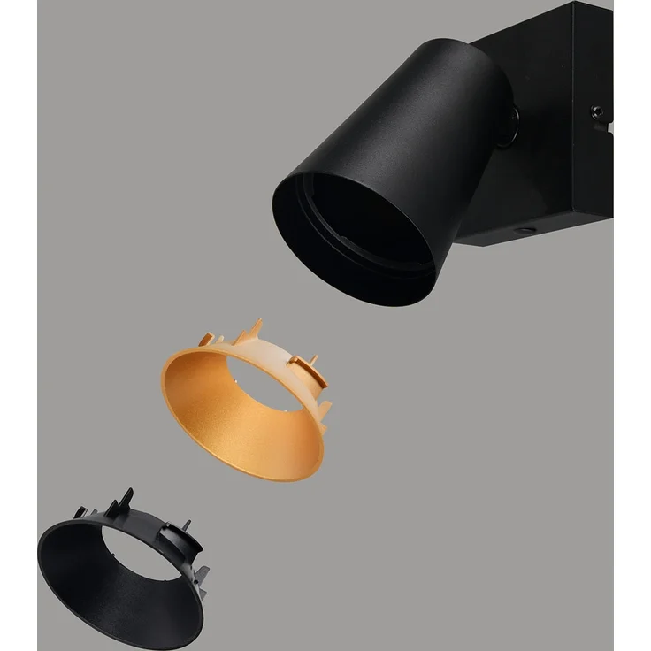 LED Wandstrahler Schwarz Gold mit Schalter, Breite 10cm – Bild 5