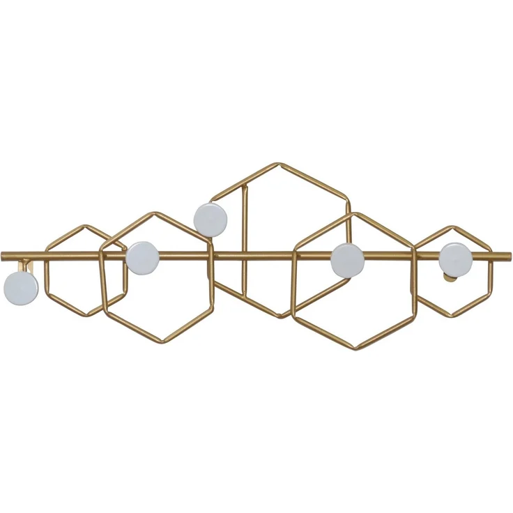 Wandgarderobe, Hakenleiste aus Metall mit 5 Haken, gold-weiß – Bild 2