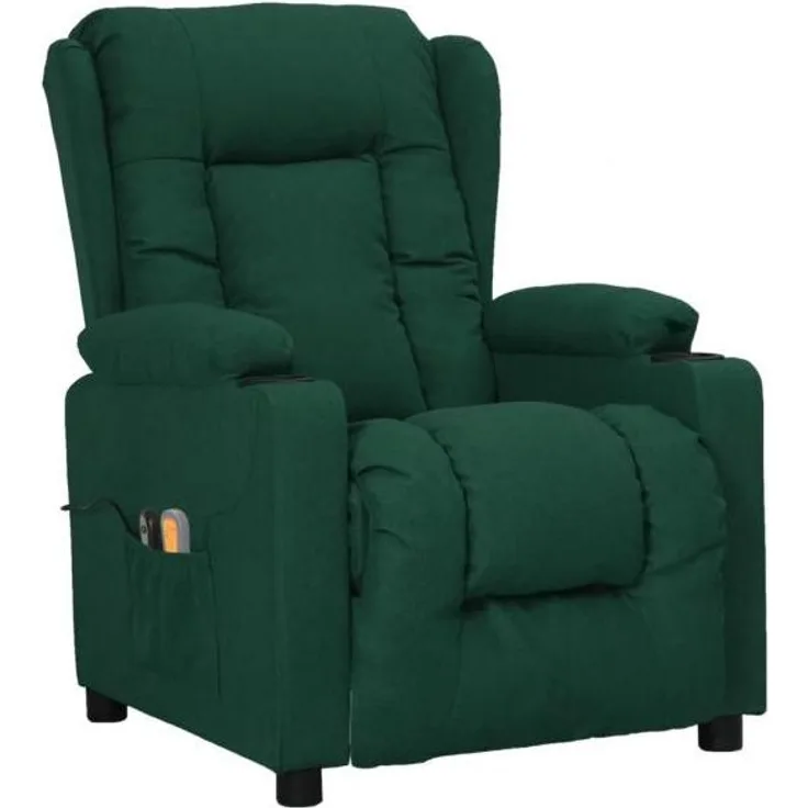 Elektrischer Massagesessel Dunkelgrün Stoff [3098795]
