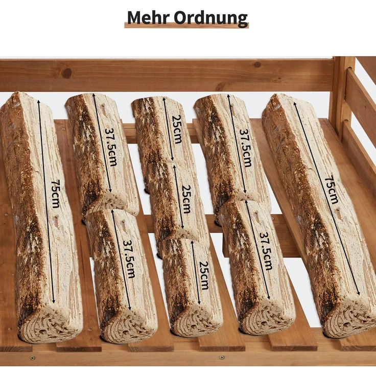 M MCombo Holzregal Außen, Kaminzubehör Kaminholzregal mit 2 Ebenen, Brennholzregal mit Wasserdichter Abdeckung 1213 – Bild 7