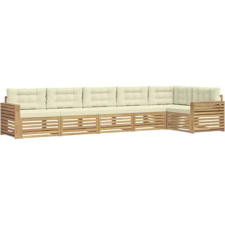 vidaXL Outdoor-Sofagarnitur 6 stk. 6-Sitzer Weiß und Creme Polyester 3390570 – Bild 2