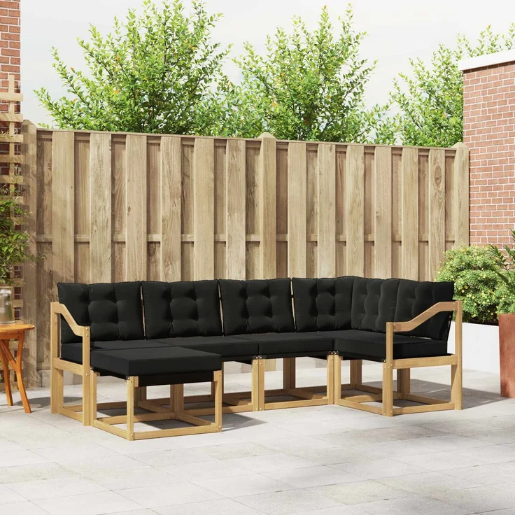 vidaXL Outdoor-Sofagarnitur 6 stk. 6-Sitzer Weiß und Schwarz 3389654 – Bild 1