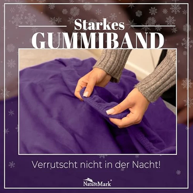 NatureMark Spannbettlaken Winter Thermo Fleece Spannbettlaken, 80% Baumwolle und 20% Polyester, Gummizug: rundum, (1 Stück), 180x200 cm bis 200x200 cm - Lila – Bild 6