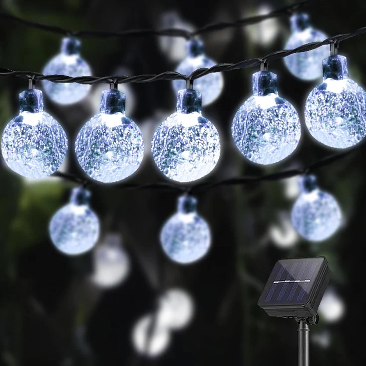 LQWELL LED-Lichterkette LED Kugel-Lichterkette Außen Solar Gartenleuchte, Wasserdichte, für Patio Garten Weihnachten Seifenblasen-Kristallkugel
