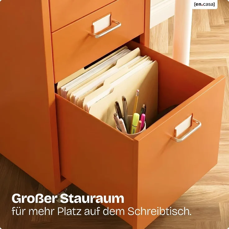 Rollcontainer Kökar mit 5 Schubladen 69x28x41 cm Orange [en. casa] – Bild 5