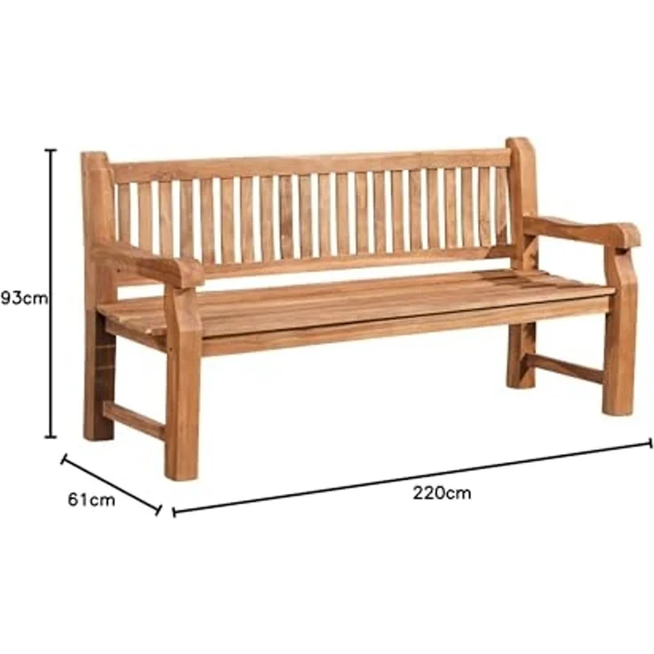 TPFGarden Gartenbank Jacky-N, Teak-Holz Sitzbank massiv Garten Bank Sprossen-Design Breite 220cm – Bild 3