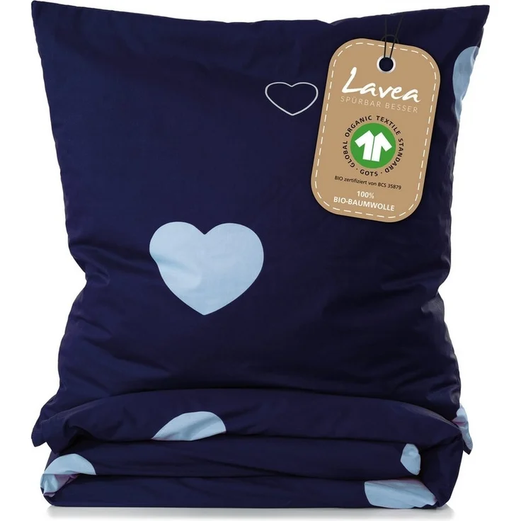 Lavea Kinderbettwäsche Bettwäsche Kinder Herzen Set, mit Reißverschluss, mit Herzmotiv, 100% Baumwolle, 2 teilig, weiche Bezüge für Bettdecke und Kopfkissen – Bild 5