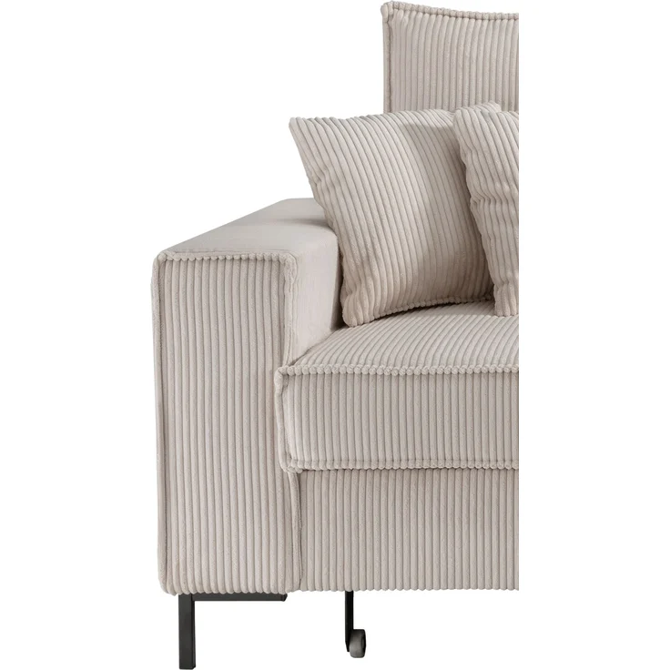 Polsterecke >Rube< Schlaffunktion, Stauraum, Cord beige - 240x92x150cm (BxHxT) – Bild 7