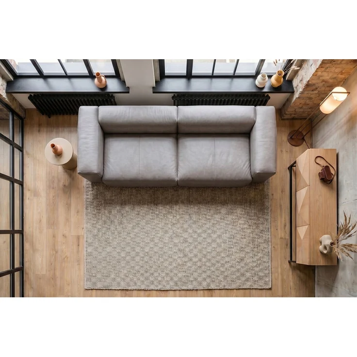 KAWOLA Sofa CELESTE 4-Sitzer Leder grau 72 x 114 x 302 cm – Bild 6
