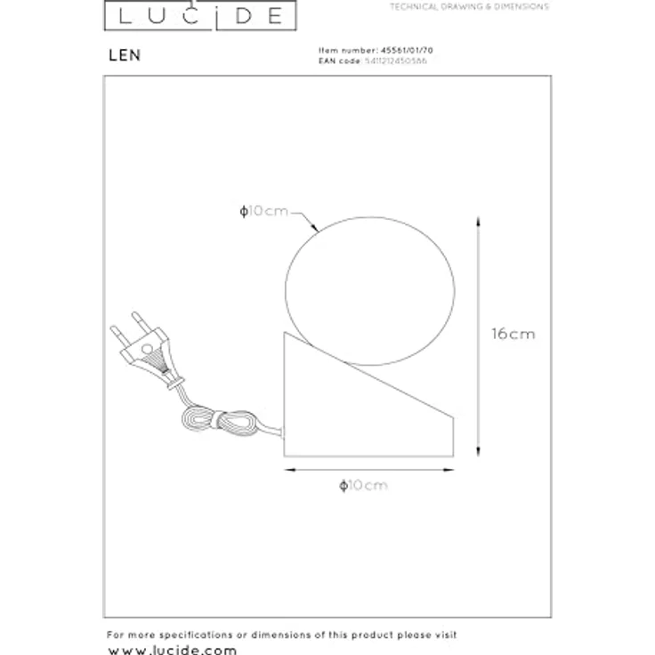 Lucide 45561/01/70, Nachttischlampe mit Opalglas und Touch-Schalter, mehrfach erhältlich in verschiedenen Farben – Bild 9