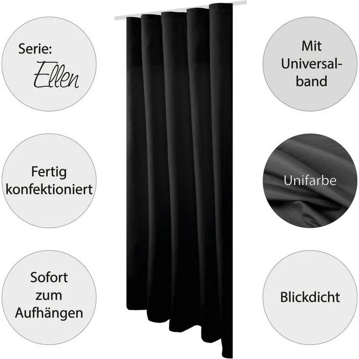 Bestlivings Gardine "Ellen" mit Universalband (2 St), Kräuselband, blickdicht, in moderner Satin-Optik, einfarbig, modern, waschbar bei 30°C – Bild 2