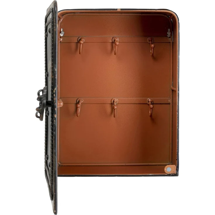 Kare Design Schlüsselkasten Safe, Schwarz, Schrank, Vintage Safe, mit 6 Haken, Stahl, klein, 31x24x13 cm (H/B/T) – Bild 5