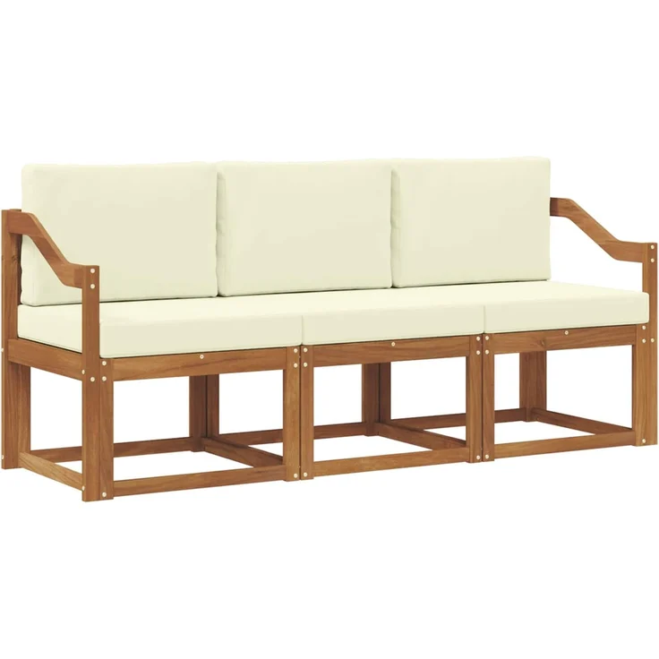 vidaXL Outdoor-Sofagarnitur 3 stk. 3-Sitzer Natur und Creme 3365953 – Bild 2