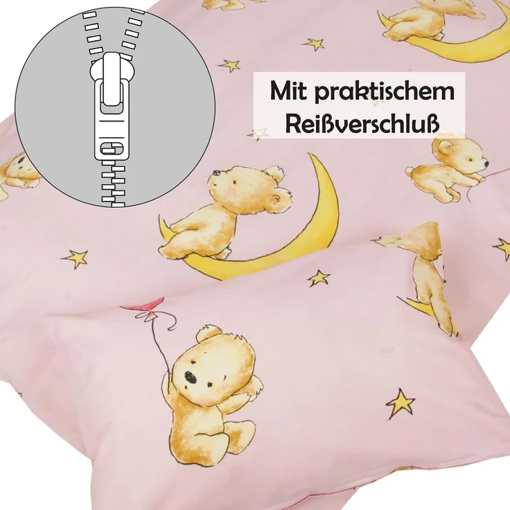 Kinder Betten-Set inkl. Bettwäsche 100x135cm / 40x60cm Bärchen Rosa – Bild 7