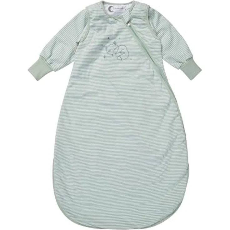 Sterntaler Schlafsack mit Armen 90 cm Fuchs Filou – Unisex Schlafsack aus Jersey, leicht wattiert, 1,0 TOG, abnehmbare Ärmel mit Stulpen, 2‑Wege-Reißverschluss, Stickerei, Eisgrün, 90 cm – Bild 1