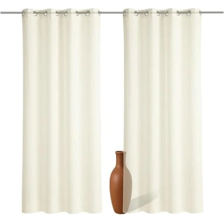 2er Set Ösenvorhang Voile 245 cm creme transparent - Farbe: Creme – Bild 2