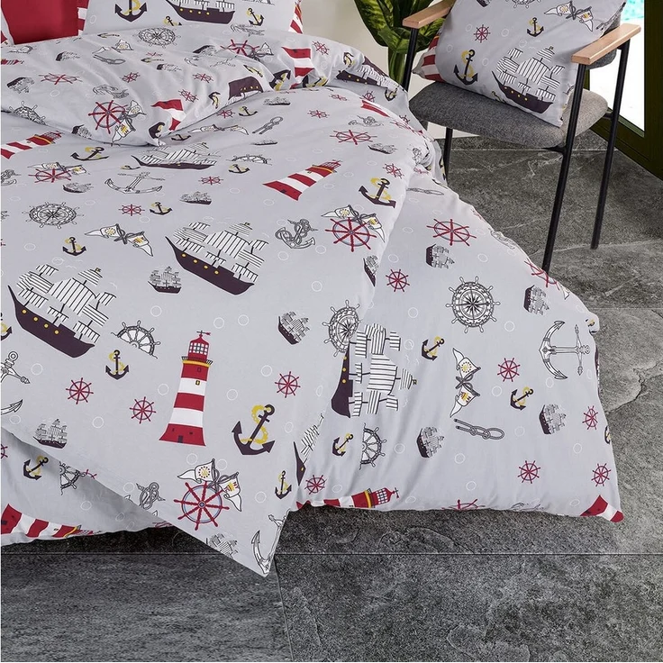 TRAUMSCHLAF Bettwäsche Marine, Renforce, 2 teilig, maritimes Design auf 100% Baumwolle – Bild 2