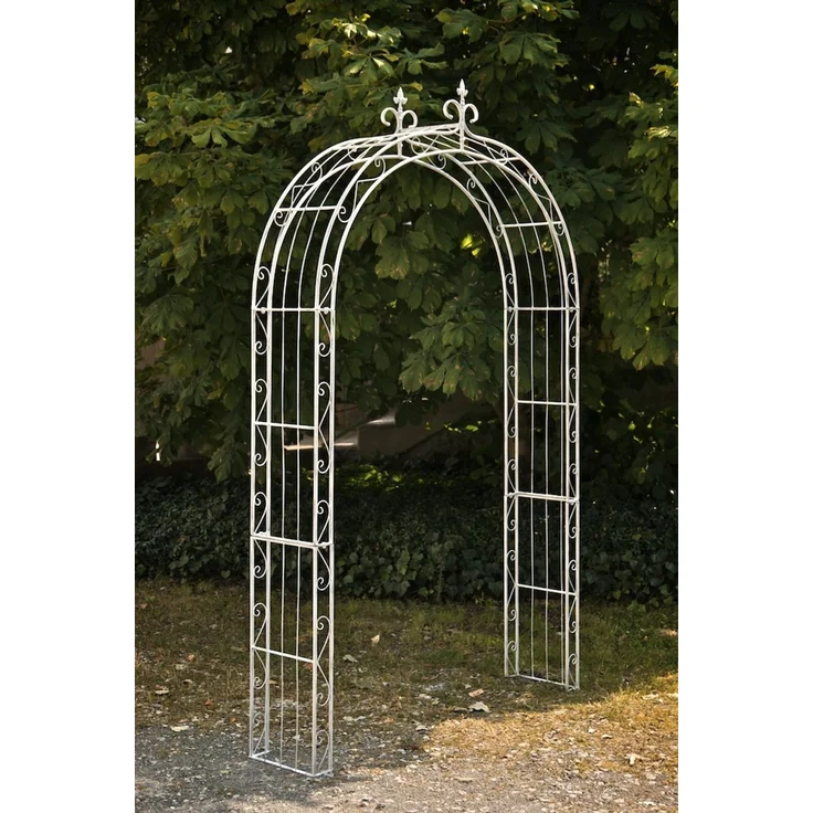 Rosenbogen AACHEN - 148x34,5x260cm, Metall, Antik-Weiß | Rankhilfe Rosen Rankgitter Gartendekoration – Bild 2