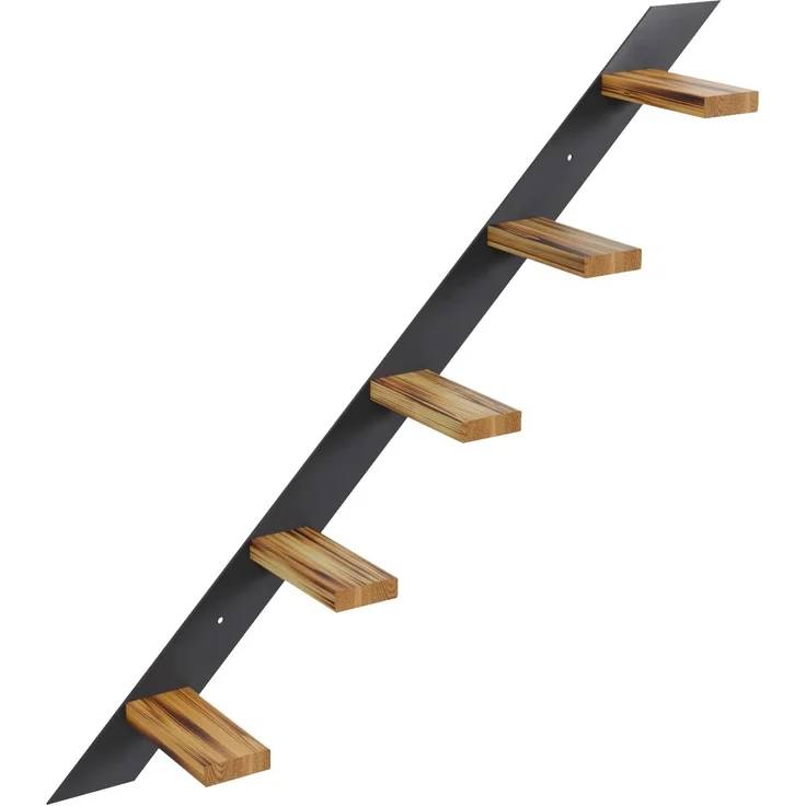 QLS Katzen-Kletterwand LOFT Wandmontage, Set Aus Metall pulverbeschichtet und Holz Geflammt 10 Teilig – Bild 8