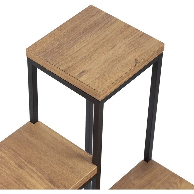 Calicosy Mehrstufiges Regal Dekor Kiefernholz und Schwarz H65 cm – JASON - Helles Holz – Bild 5