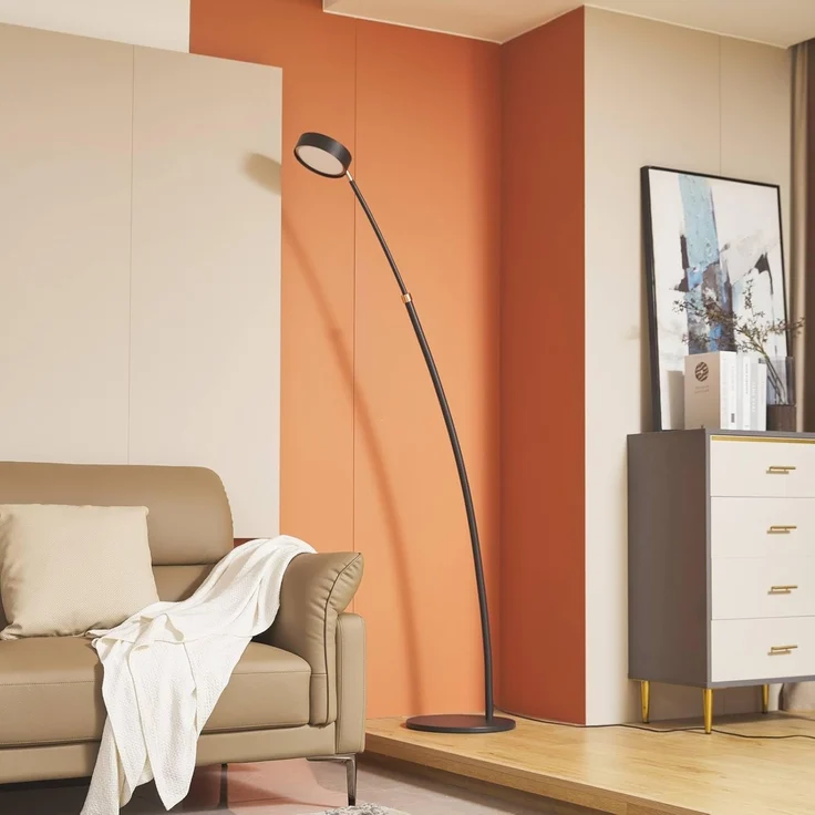 Lucande Bogenlampe Boga, LED, Metall, Schwarz warmweiß IP20, LED 23 W gesamt, warmweiß – Bild 3