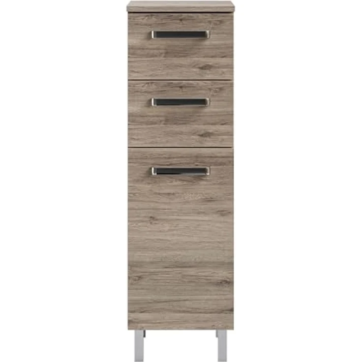 Pelipal Badmöbel-Set Quickset 313, Sanremo Eiche - Keramikwaschtisch, Waschtischunterschrank, Spiegel,Leuchte, Unterschrank – Bild 5
