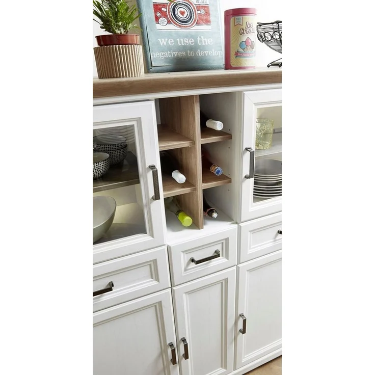 Highboard Jena / Jasmin, Holzwerkstoff, Weiß, 143 x 150 x 42 cm – Bild 3
