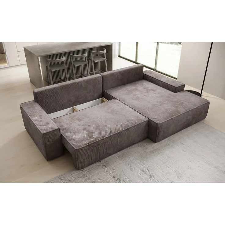 Luxusbetten24 Schlafsofa Designer Sofa Verona mit breiter Ottomane, mit Schlaffunktion und Stauraum – Bild 3