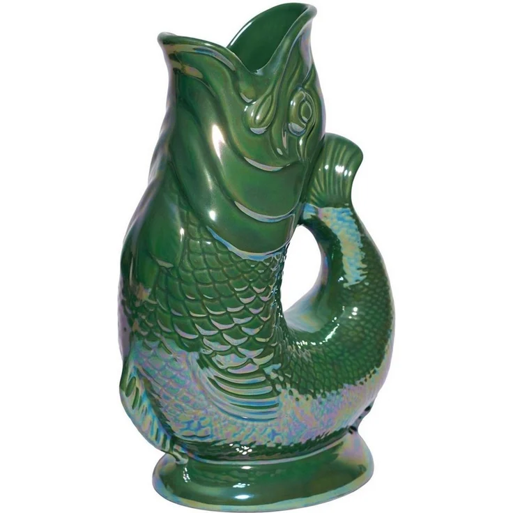 Gluckigluck Wasserkaraffe, (Original Gluggle Jug aus England), mit Gluckergeräusch, handgefertigt, ikonisches Fisch-Design, 1,2 L – Bild 1
