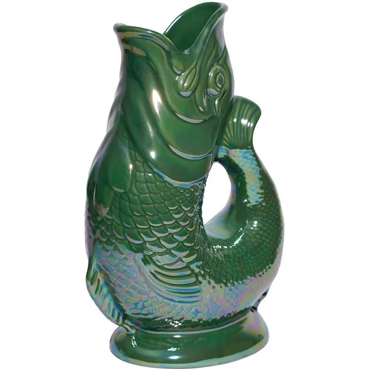 Gluckigluck Wasserkaraffe, (Original Gluggle Jug aus England), mit Gluckergeräusch, handgefertigt, ikonisches Fisch-Design, 1,2 L