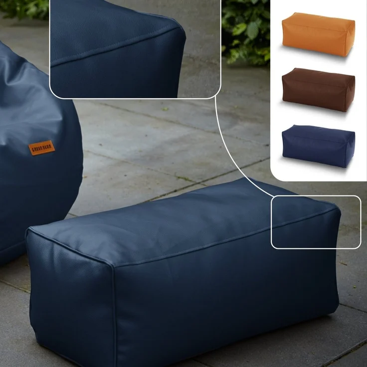 Green Bean® Sitzhocker aus Kunstleder - Pouf mit EPS Perlen Füllung - 70 x 33 x 28cm - perfekte Ergänzung zum Sitzsack - Dunkelblau – Bild 2