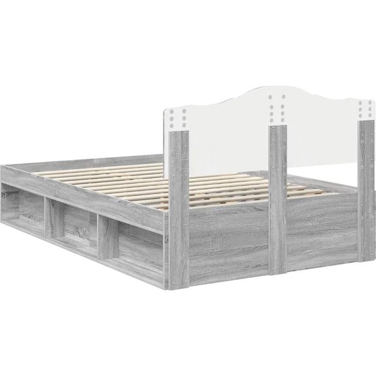 vidaXL Bettrahmen Graues Sonoma 120 x 190 cm Massives Kiefernholz 3412930 – Bild 8