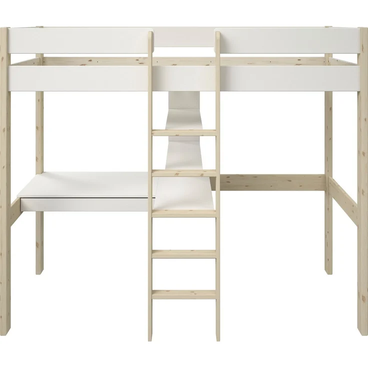 Lüttenhütt Hochbett Stockbett, Kinderbett, "ROBIN " FSC® zertifiziertes Massivholz mit Schreibtisch und Regalen – Bild 2