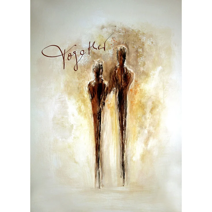 Kunst Leinwandbild Menschen Gold Schwarz Weiß 50x70 DD123160 Wandbild Leinwand – Bild 1