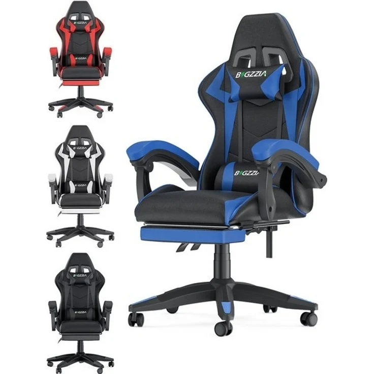 BIGZZIA Bürostuhl Gaming Stuhl mit Fußstütze - Gamer Stühle Ergonomisch mit Lendenkissen, Kopfstütze Gaming Chair Höhenverstellbar Computerstuhl – Bild 4