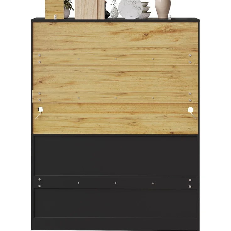 Küchenschrank(140×40×175cm), Hochschrank Küchenbuffet, Vitrinenschrank, Buffetschrank mit Verstellbaren Ablagen, Sideboard mit LED-Beleuchtung,Variable Lichtfarben, Weiß/Schwarz--Schwarz--140x40x175cm--YOUDENOVA – Bild 6