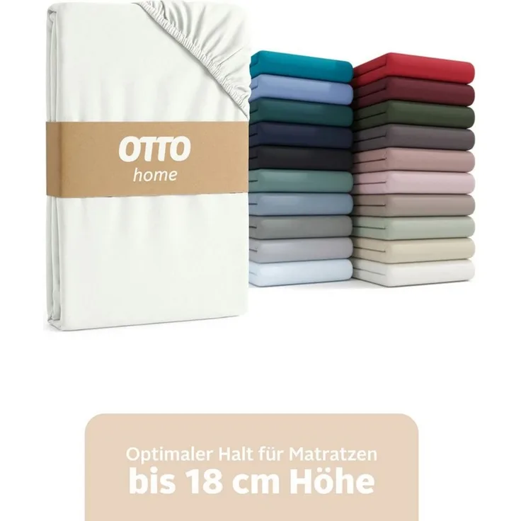 OTTO home Spannbettlaken Physalis Basic und PREMIUM Qualität, 100% Baumwolle, Jersey und Biber, Biber, Gummizug: rundum, (1 Stück), Bettlaken für Matratzen bis 18 cm Höhe, Spannbetttuch, Laken