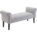 HOMCOM Polsterbank Sitzbank Lounge Sitzhocker Flurbank Bettbank elegant mit gerollten Seiten Leinenstoff Schaumstoff Polyester Hellgrau 132 x 45,5 x 58 cm