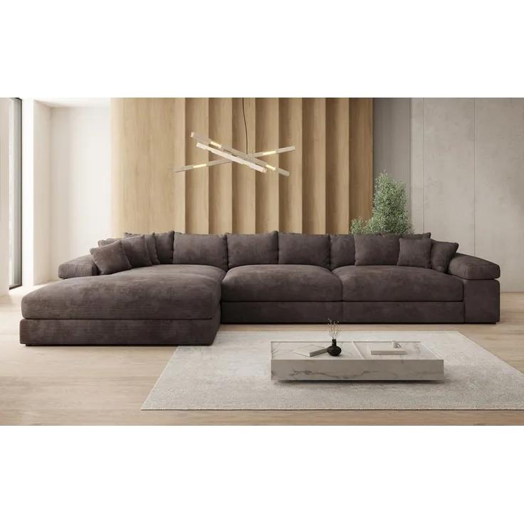 Luxusbetten24 Sofa Designer Sofa Bernardo L Maxi in Cord, mit breiter Ottomane