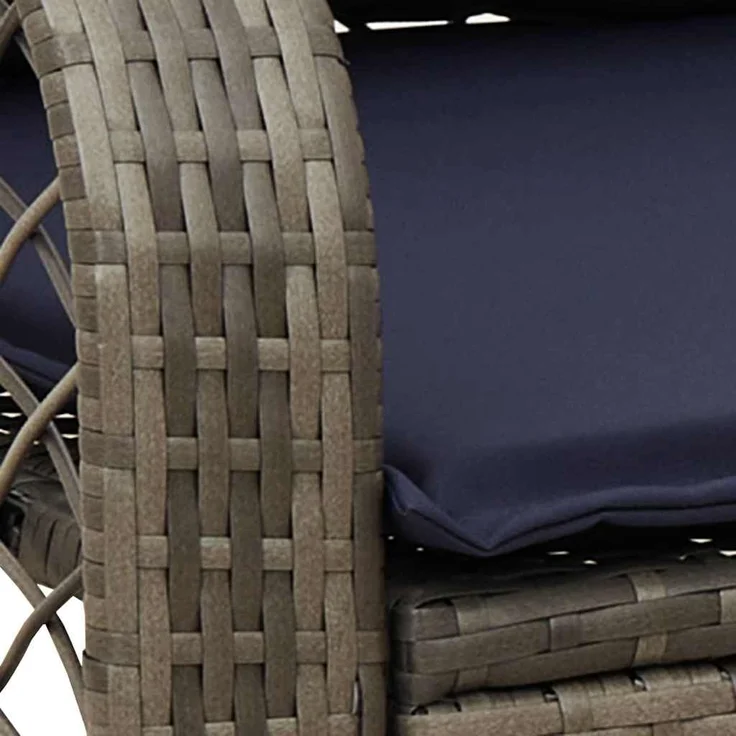vidaXL Garten-Schaukelstuhl mit Kissen Grau Poly Rattan 4104200 – Bild 7