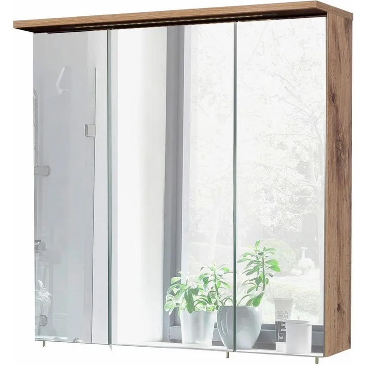 Schildmeyer Spiegelschrank Milan Nora 134892, Eiche Landhaus Dekor, 70,5 x 16 x 72,5 cm